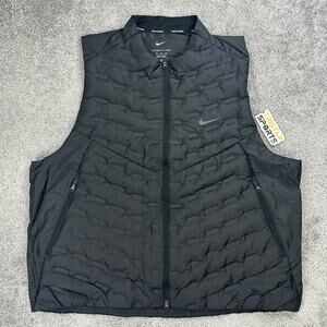 Nike Running Vest Mens 2XL Therma-Fit ADV Down Puffer Jacket Lightweight Black